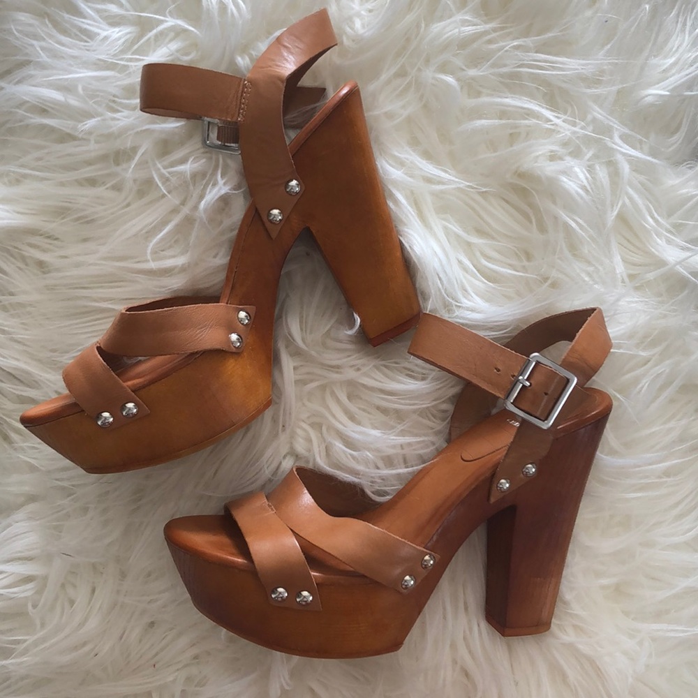 Leather Wooden Heels